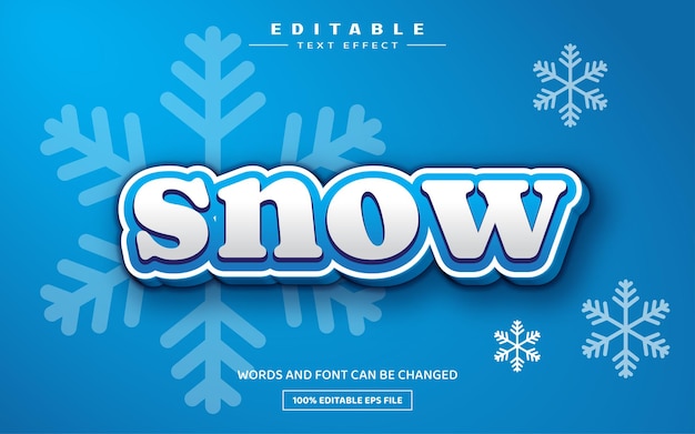 Snow 3D editable text effect template