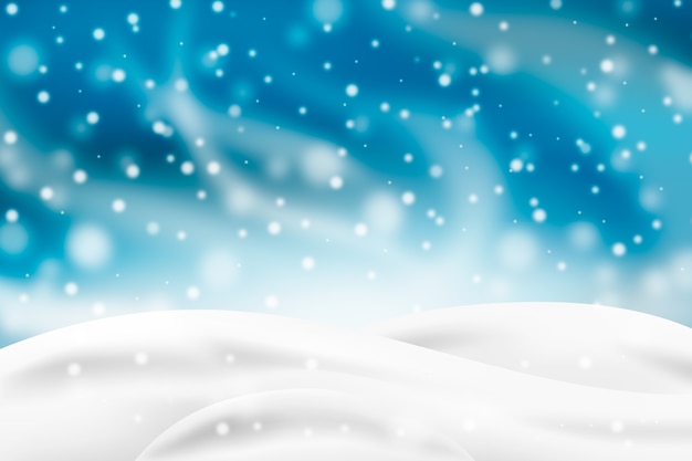 Snowfall storm with white hills background