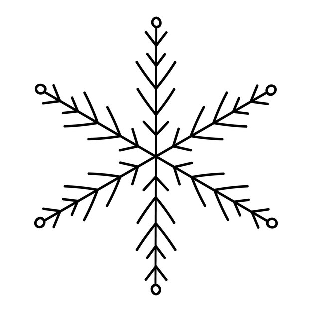 Snowflake doodle isolated on a white background Vector handdrawn illustration