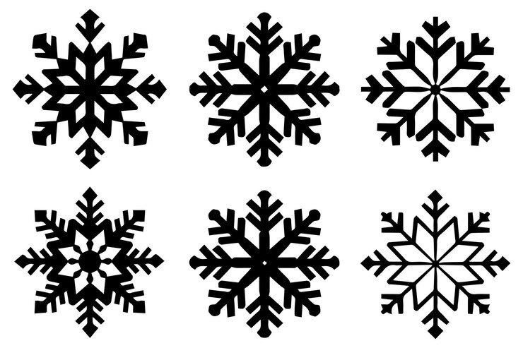 Vector snowflake silhouettes white background