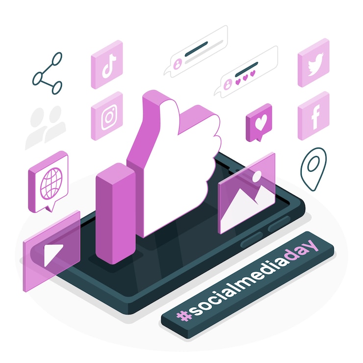 Vector social media day concept illustration