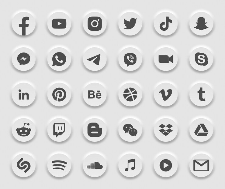 Vector social media modern 3d web icons set