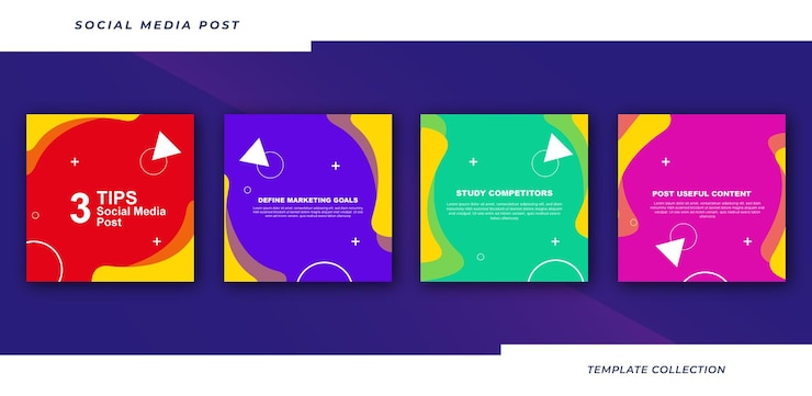 Vector social media post banner template tutorial, tips, trick, collection