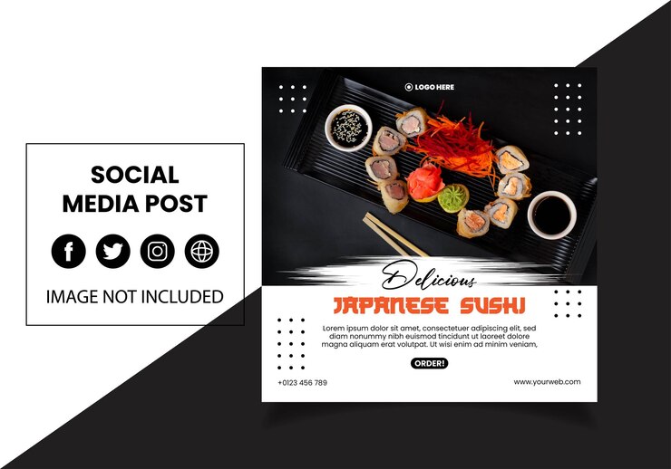 Vector social media post japanese food