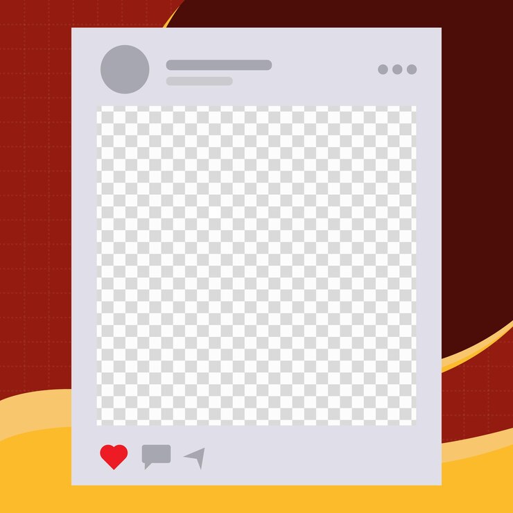 Vector social media post template with heart and comment icons