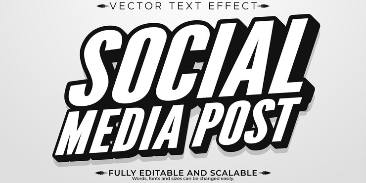 Vector social media sale text effect editable modern and poster text style