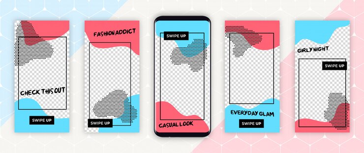 Vector social media story template set  - editable story cover design for photos