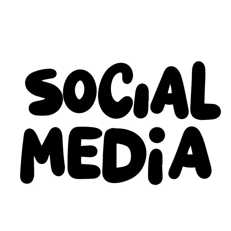 Vector social media text black color isolated on transparent background hand drawn vector art
