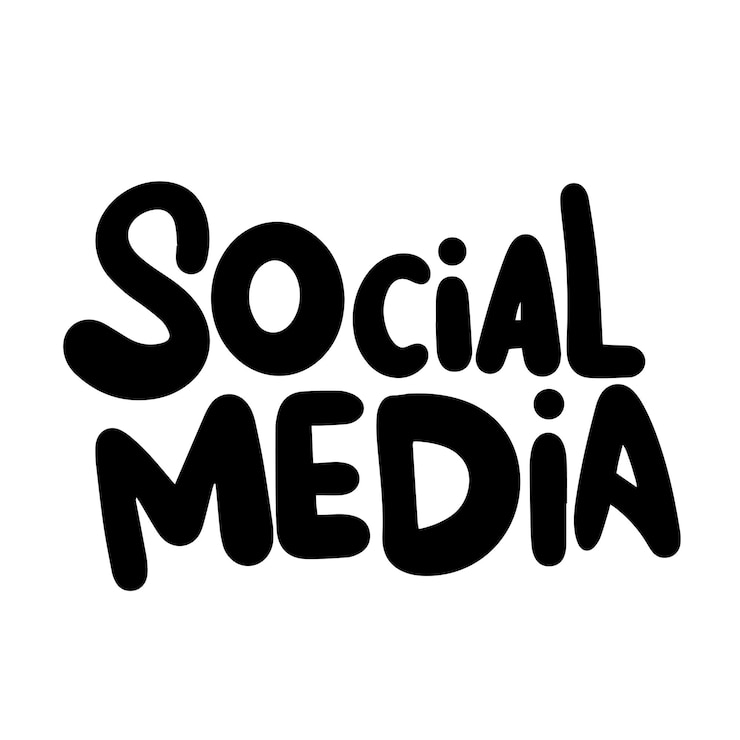 Vector social media text black color isolated on transparent background hand drawn vector art