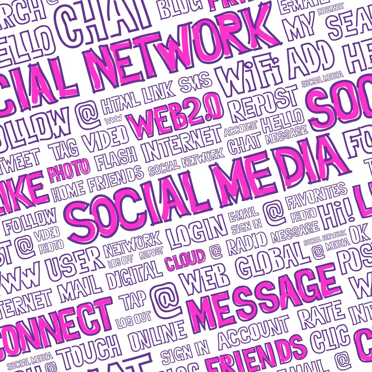 Vector social media words seamless pattern
