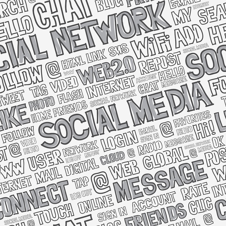 Vector social media words seamless pattern