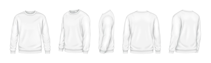 Vector soft sweatshirts of white color mockup realistic illustration