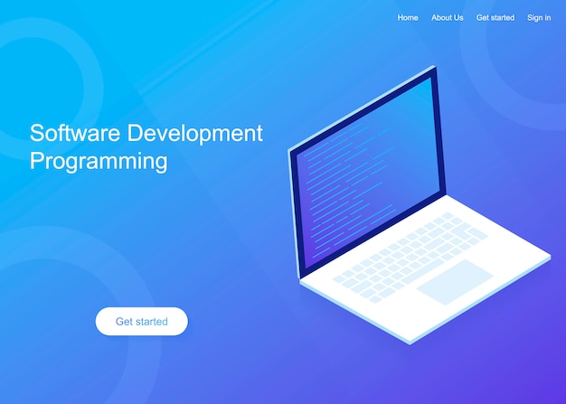 Software development and programming, program code on laptop screen