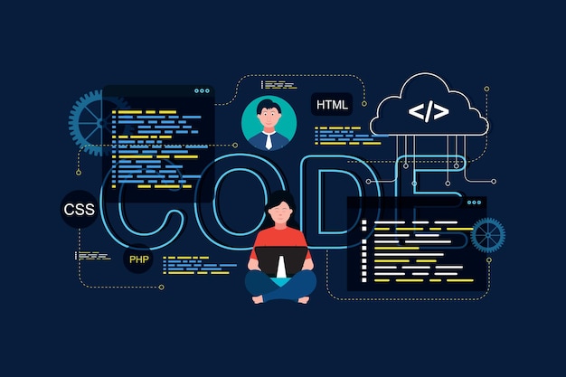 software development and programming program code on laptop screen