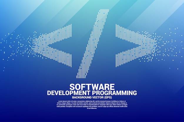 software development programming tag icon with square dot pixel.