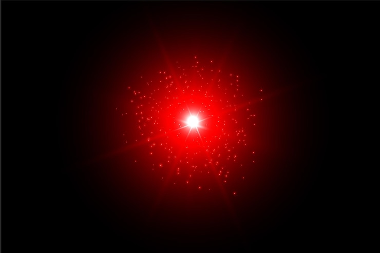 Solar Lens flare Red light special effect Black background