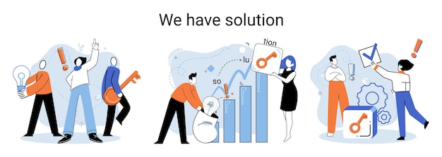 solution as result of work of business team cooperation construction by agency group to create team