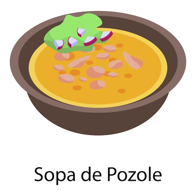Sopa de pozole icon Isometric of sopa de pozole vector icon for web design isolated on white background
