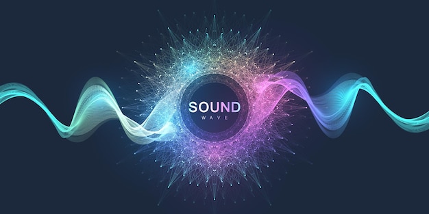 sound poster design with abstract gradient line waves music wave abstract background vector illustra...