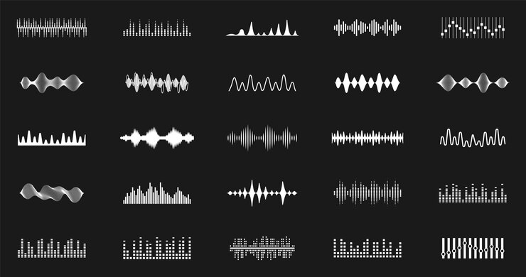 Vector sound waves icons set music frequency audio player