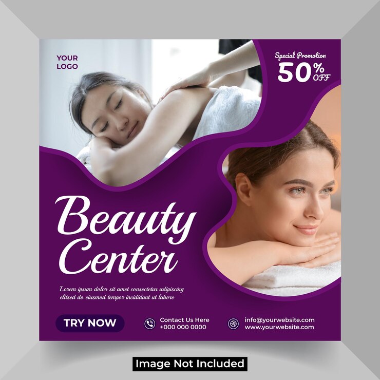 Spa and beauty massage social media post template