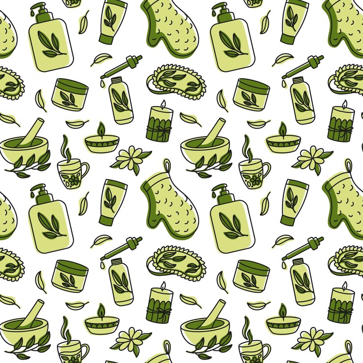 Spa massage therapy Natural essence and care body Seamless pattern Vector