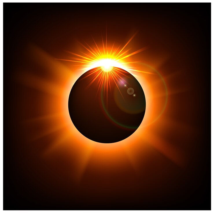 Vector space background with gold sun light