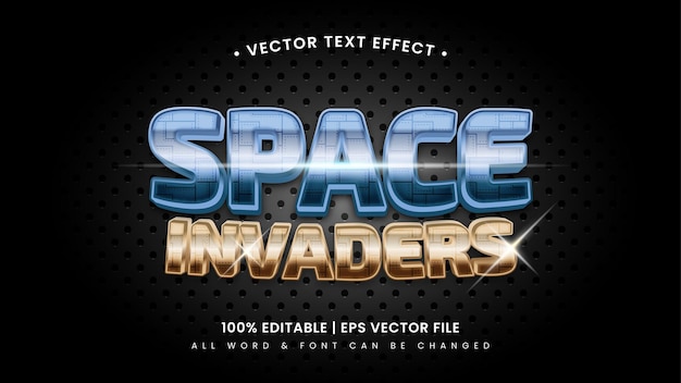 space invader futuristic metal 3d text style effect. editable illustrator text style.