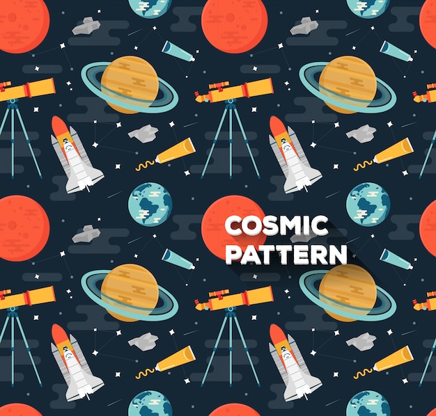 Space pattern in flat style