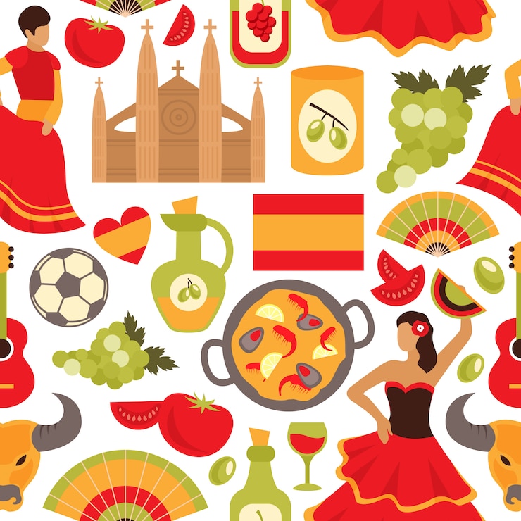 Vector spain seamless pattern
