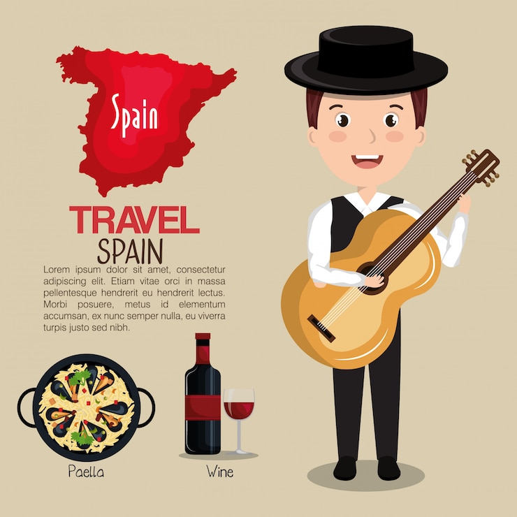 Vector spanish culture icons isolated icon design