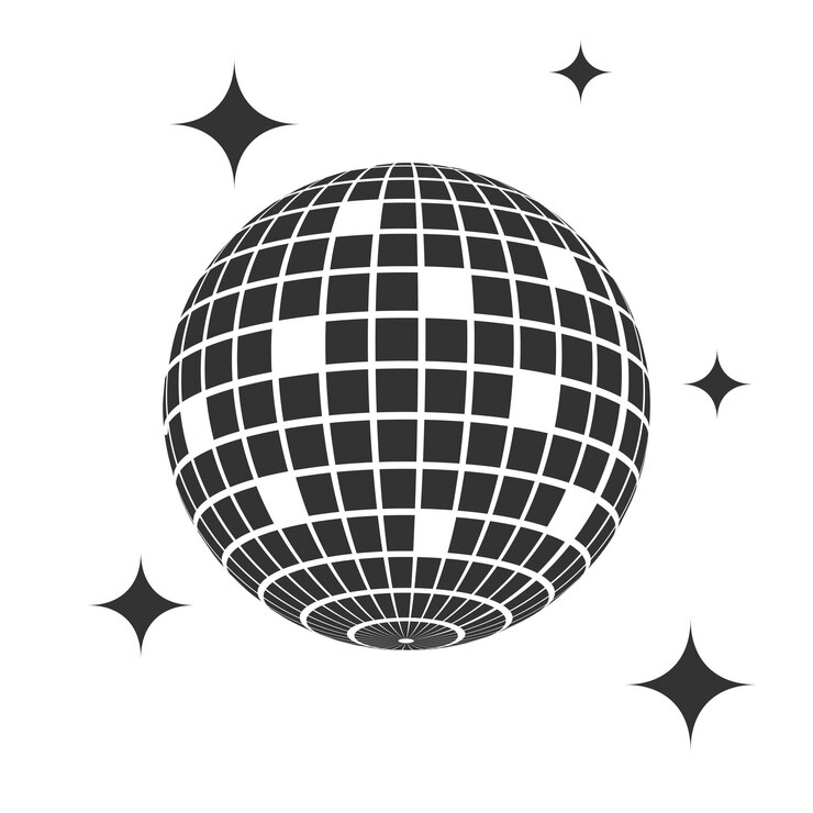 Vector sparkling mirror disco ball icon shining nightclub party sphere isolated on white background