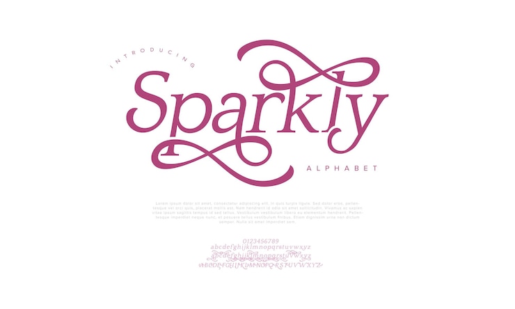 Vector sparkly typography beauty fashion elegant minimalist serif italic fonts decorative wedding vintage retro logos minimal luxury font alphabet logo vector illustration
