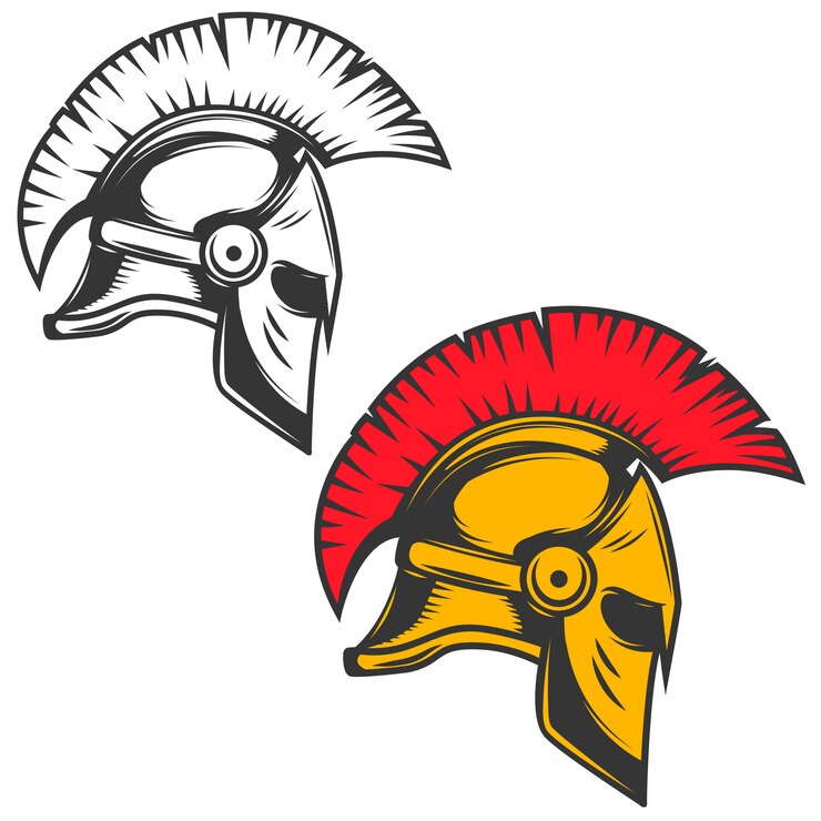 Vector spartan helmet.  elements for emblem, sign, badge.  illustration