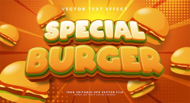 Special burger 3d text effect suitable for fast food product