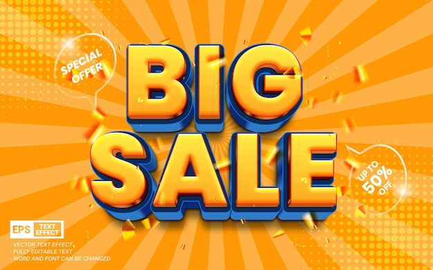 special offer big sale 50 off 3d editable vector text style effect template