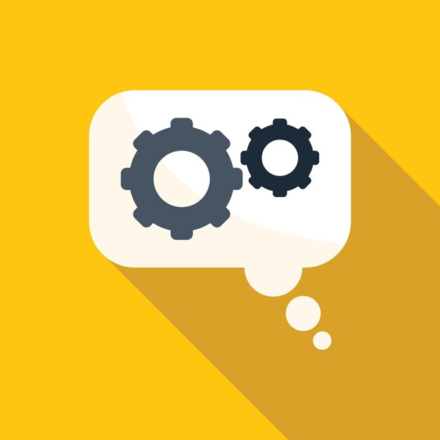 Speech bubble showing two cogwheels thinking about teamwork