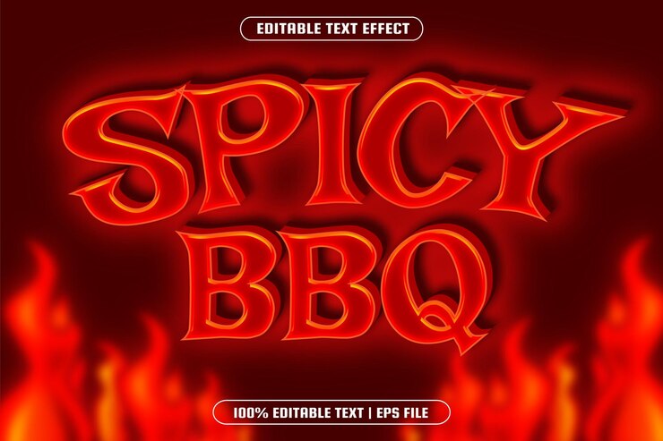 Spicy bbq editable text effect red light style