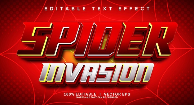 spider invasion vector text effect with modern style design