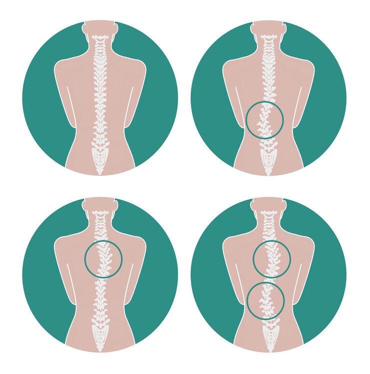 Vector spinal scoliosis types