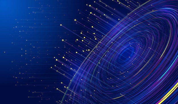 spiral coil emitting point line particle internet technology big data background