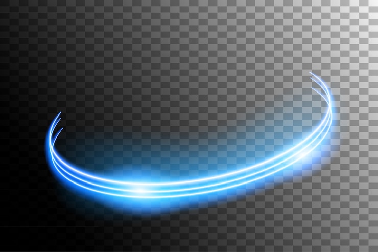 Vector spiral neon bercahaya vektor. garis kecepatan dengan efek cahaya pada latar belakang transparan.