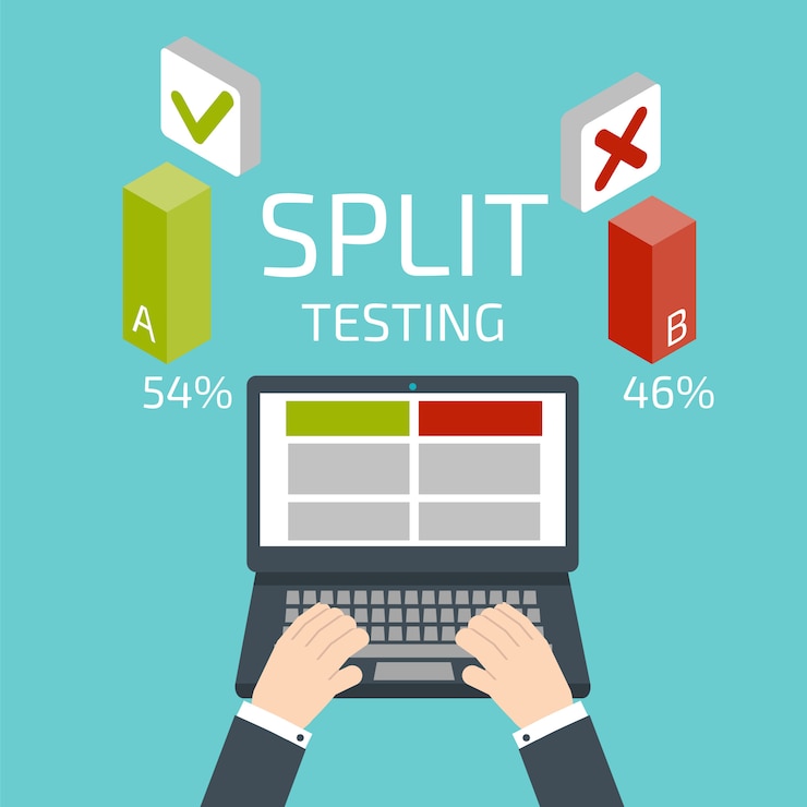 Vector split testing. hands and notebook
