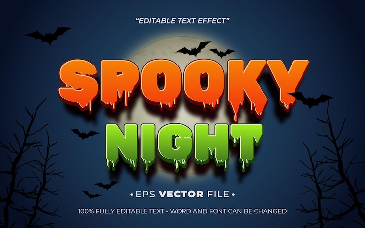 Vector spooky night editable text effect vector template