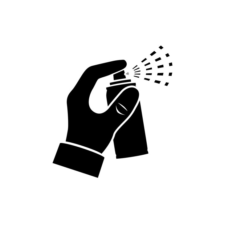 Vector spray in hand silhouette