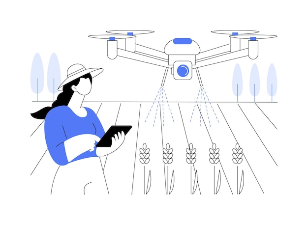 spraying drone abstract concept vector illustration