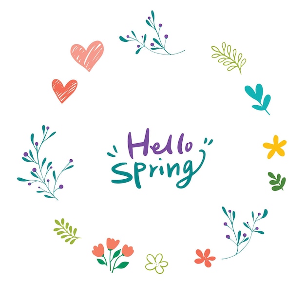 Spring background illustration decorated with colorful flowers