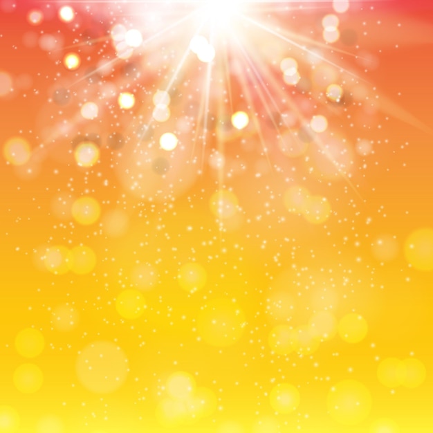 spring orange and red background with sparkles and rays. eps10