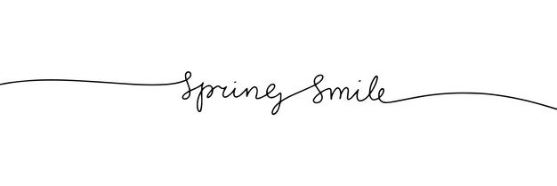 spring smile one line continuous banner text banner single line hand drawn vector art