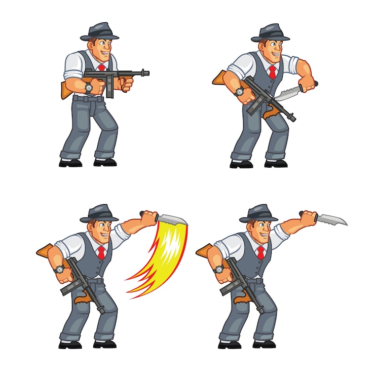 Vector sprite game penembak jitu gangster